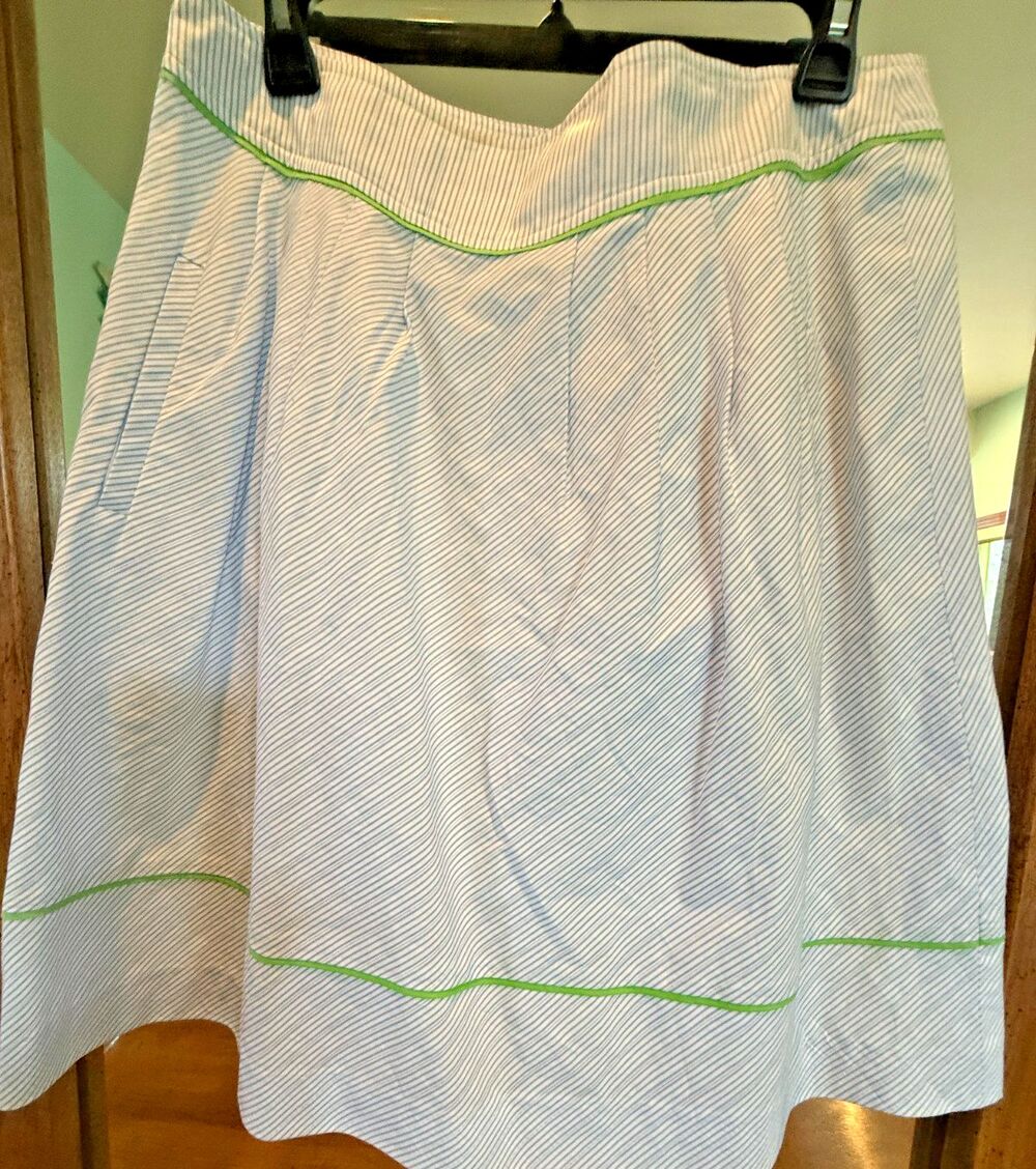 LILLY Pulitzer Fayette Skirt Blue & White Stripe Lined size 8  $158 VINTAGE NEW